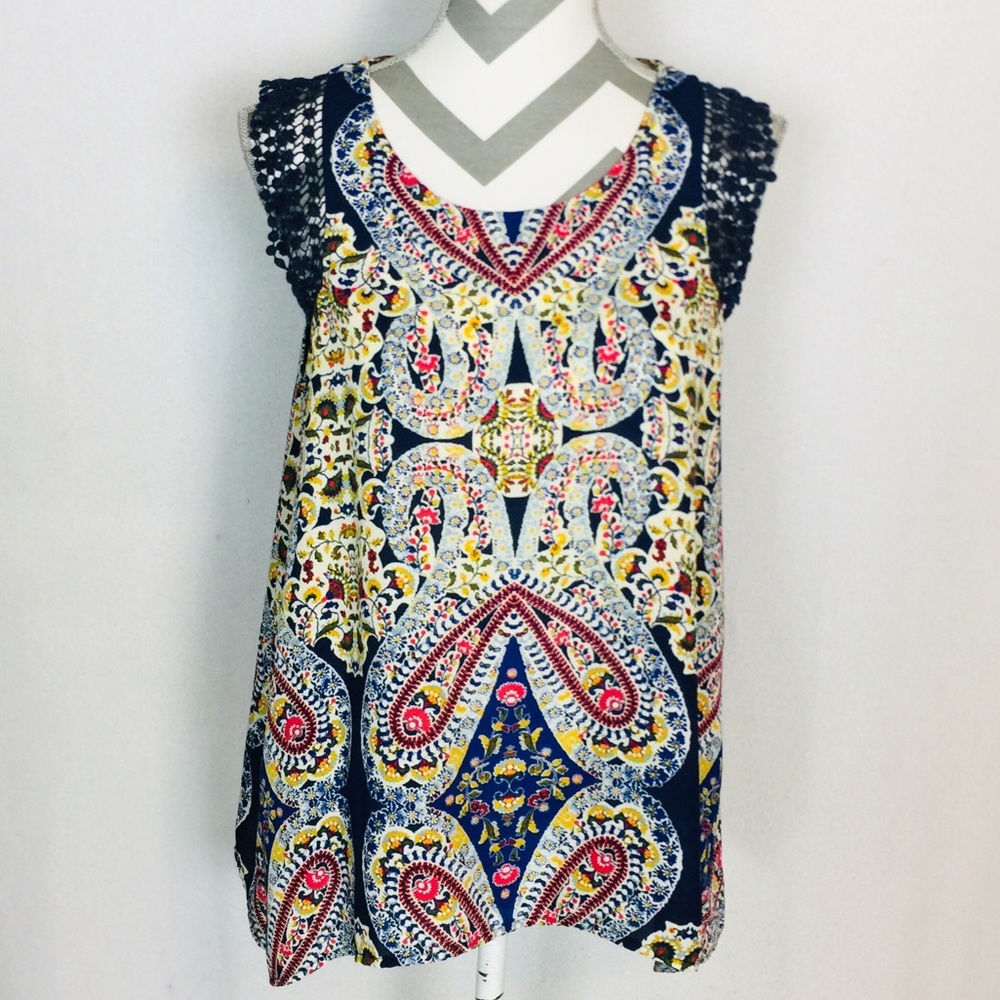 Eyeshadow Blouse Paisley Floral Sleeveless Top LG